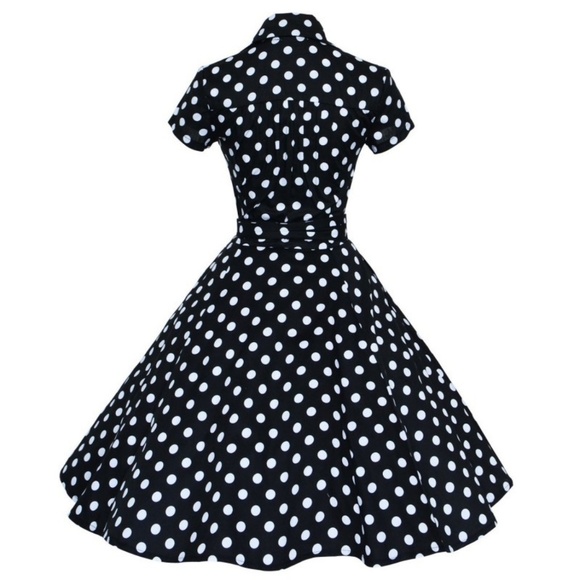 Dresses & Skirts - 🌹🌹1Pcs Style VNeck Swing Lapel Shirt Polka Dot Rock Dress Slim Fit for Women